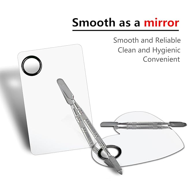 2Pcs Cosmetic Makeup Palette, Premium Stainless Steel Metal Makeup Mixing Palette with Spatula, Makeup Mixing Tray for Mixing Foundation/Eye Shadow/Mascara/Nail Polish/Pigment/Nail Art