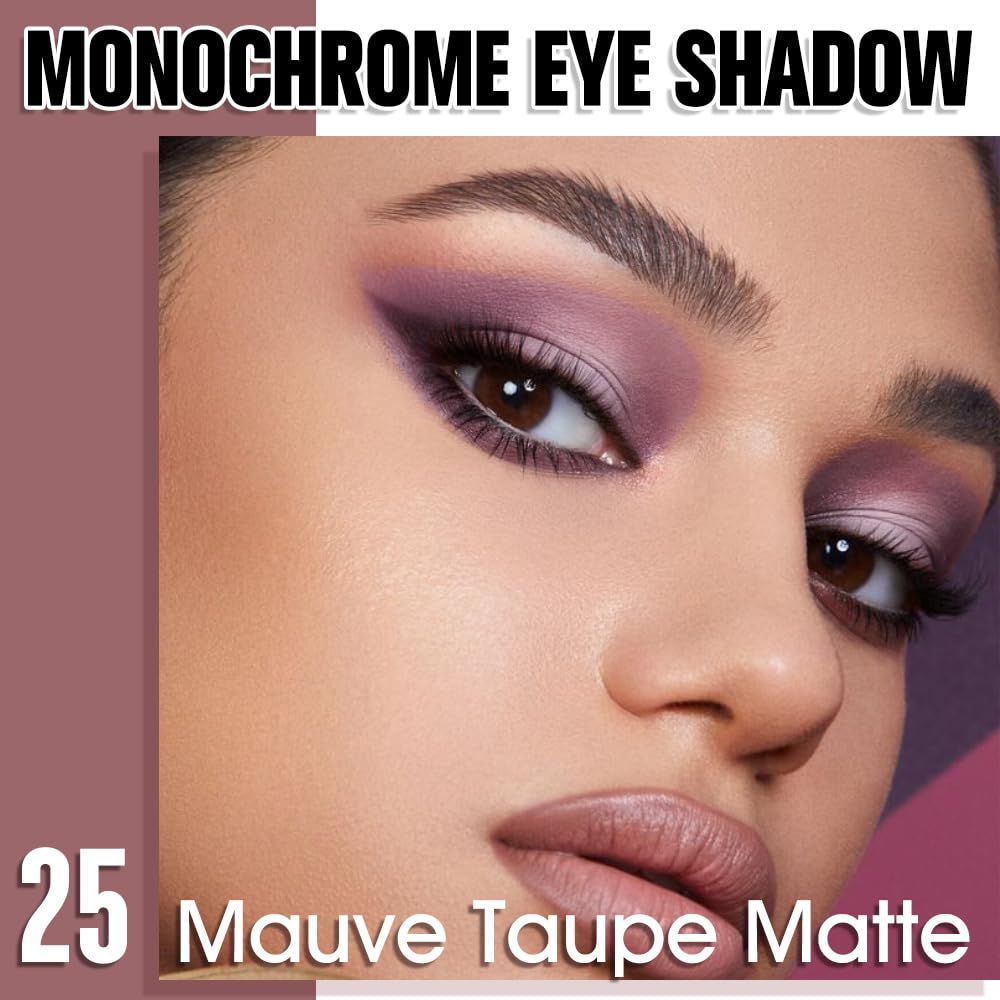 Single Matte Eye Shadow Palette Makeup, Mauve Taupe Matte Eyeshadow for Women, Monochrome Eye Shadow Makeup, Pigmented Waterproof Sombras Para Ojos, Vegan, Talc, Paraben & Cruelty Free, 25