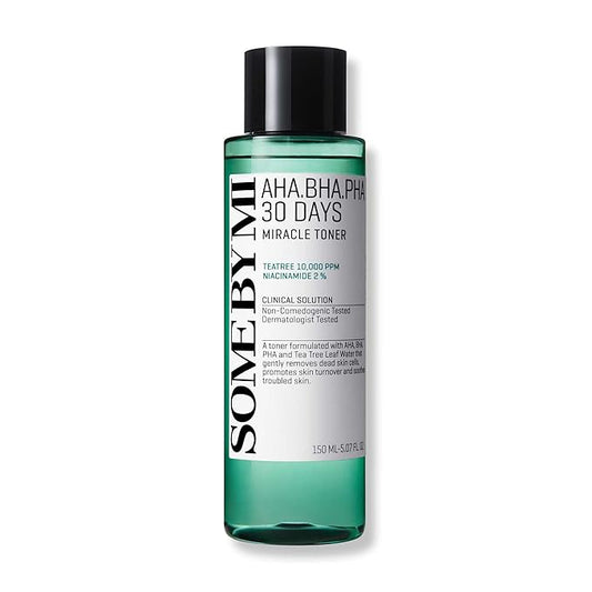 SOME BY MI AHA BHA PHA 30 Days Miracle Toner – 5.07oz, 150ml – Korean Salicylic Acid Exfoliating Face Toner for All Skin Types – Daily Pore Care & Oil Control with 2% Niacinamide – Korean Skin Care