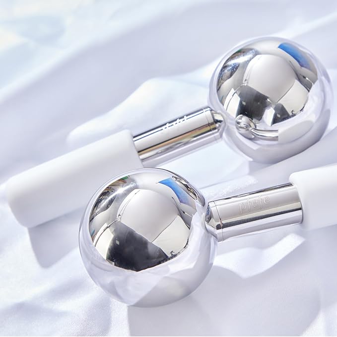 360 Rotating Ice Globes for Face & Eyes, Unbreakable Stainless Steel Cryo Sticks for Beauty Routines, Facials Cold Roller Colling Globes for Puffiness, Wrinkles, Dark Circles, Headaches