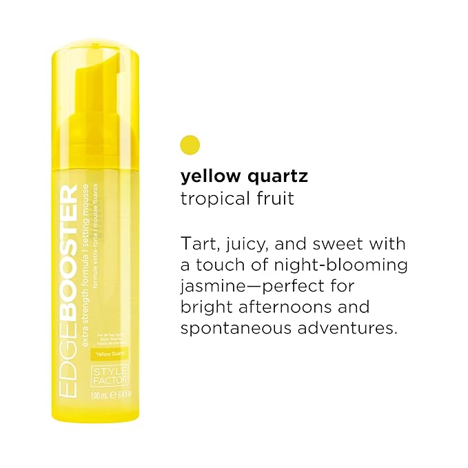 Style Factor EDGE BOOSTER Extra Strength Setting Mousse – Frizz Control, Extra Volume, and Conditioning – 2.5oz Yellow Quartz Mousse for Curly Hair