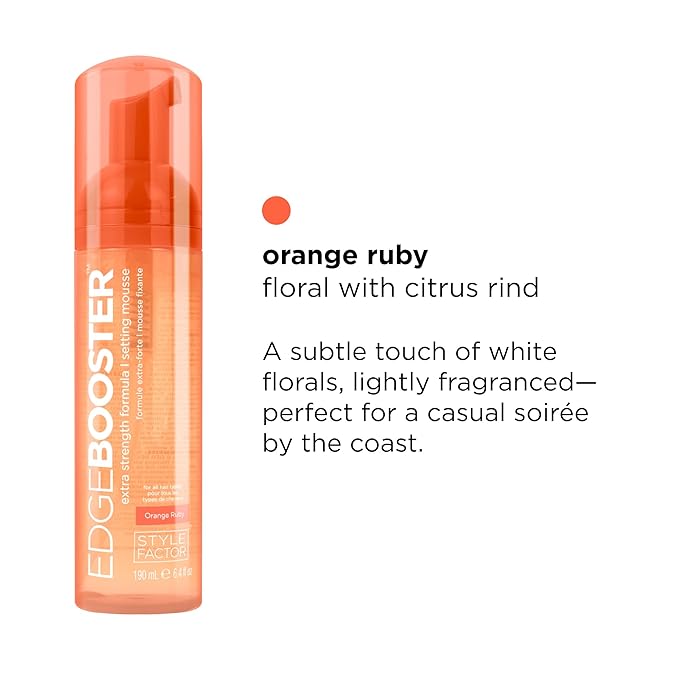 Style Factor EDGE BOOSTER Extra Strength Setting Mousse – Frizz Control, Extra Volume, and Conditioning – 2.5oz Orange Ruby Mousse for Curly Hair