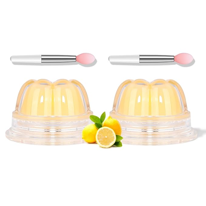 2Pc Jelly Lip Mask Overnight,Fruity Lemon Lip Sleeping Mask Day Night Repair Kawaii Lip Balm Hydrate Plump Dry Lip Scrubs Exfoliator,Lip Care Lip Moisturizer with Collagen-Lemon