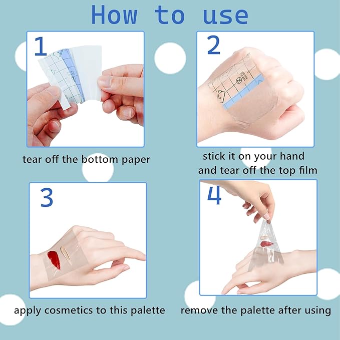 150 Pieces Makeup Hand Palette, Disposable Cosmetics Mixing Palette Foundation Mixing Tray Adhesive Waterproof Transparent Palettes for Makeup Art (2.36 X 2.36 Inch)