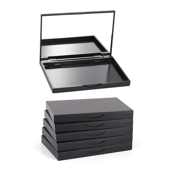 5 Pack Magnetic Makeup Palette with Mirror, Empty Cosmetics Dispensing Storage Box for Eyeshadow Lip Color Blush Powder Highlighter Contour(Small Palette - 4.92" x 3.38”)