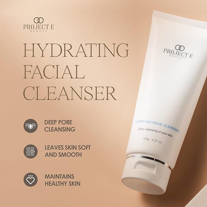 Project E Beauty Hydrating Facial Cleanser Gentle Cleansing | Removes Dirt, Oil & Makeup | Moisturizes & Hydrates | Brightens Complexion | Non-Foaming Formula | For All Skin Types | 125g