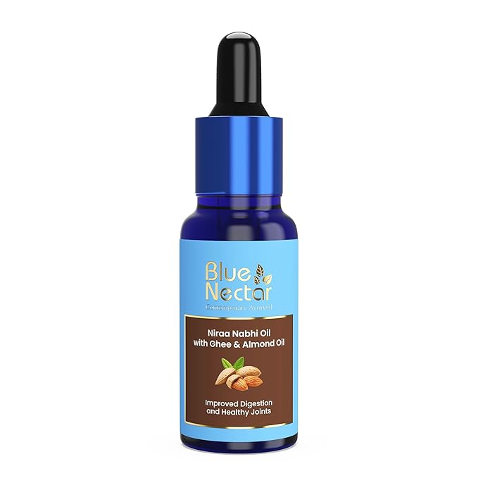 Blue Nectar Ayurveda Nabhi Oil with Ghee & Almond Oil | Belly Button Oil for Digestion & Joint Health | 100% Natural & Herbal (21 Herbs, 1 fl oz)