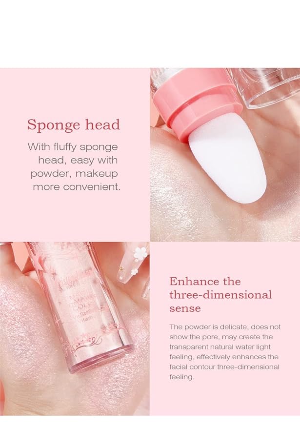 2 Pack Glitter Powder Highlighter Makeup, Body Brightens the Natural Three-Dimensional Face Blusher Patting Powder Highlighter. (01# White moonbeam)