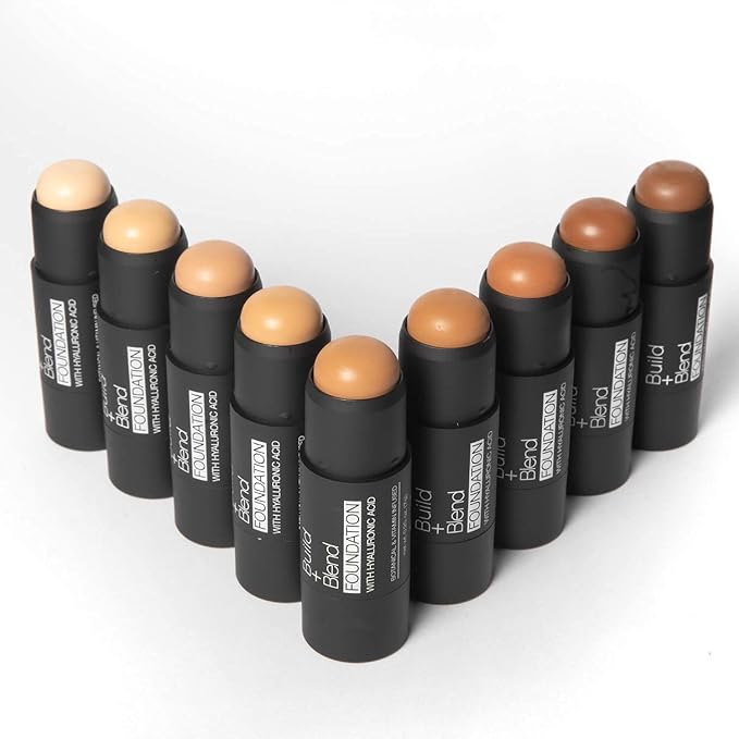 Palladio BUILD + BLEND Foundation Stick, Contour Stick for Face, Professional Makeup for Perfect Look, 0.25 Ounce (Amber Glow)