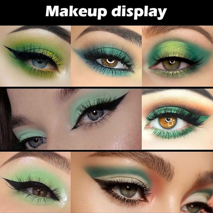 16 Colors Green Olive Matte Shimmer Eyeshadow Palette for Eye Makeup,High Pigmented White Gray Eye Shadow Primers Powder Palet de sombras de ojos