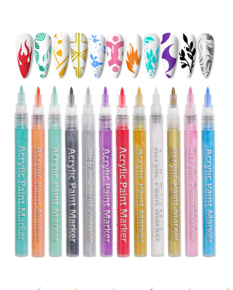 6 Pcs White Nail Polish Pens set, Nail Art Pen, Nail Pencil, DIY Drawing Painting Pen, for Nails DIY (6 White)