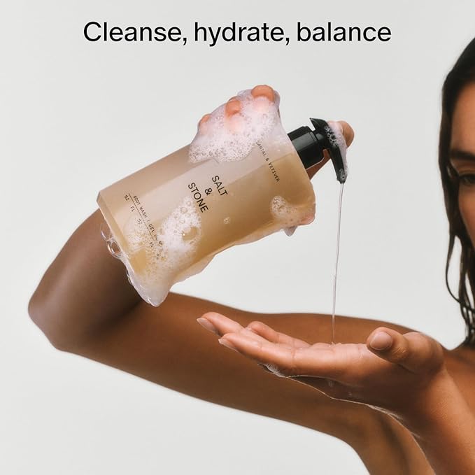 Salt & Stone Body Wash with Antioxidants for Deep Moisture | For Women & Men, Sulfate, Paraben, & Dye Free, Leaving Skin Soft and Hydrated | Black Rose & Oud 32 fl oz
