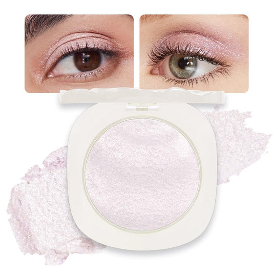 Light Pink Cream Glitter Shimmer Metallic Eyeshadow Palette Makeup, Natural Single Mini Instant Holographic Eyeshadow For Women, Sombras Crema Para Ojos, Talc, Paraben & Cruelty Free