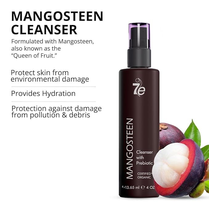 7E Wellness Mangosteen Face Cleanser 4oz, Antioxidant Rich Cleanser Face Wash with Xanthones, Cleanses, Brightens, Protects Skin, Suitable for All Skin Types, Natural Ingredients, Daily Use