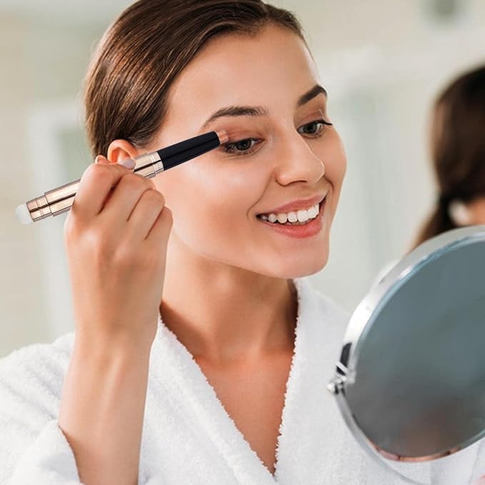 Pink Eyeshadow Stick And Sponge Makeup Brush Cream Shimmer Smooth Shadow Pencil Eyeliner Long Lasting Waterproof Eye Shadow Highlighter Stick Hypoallergenic Multi-Dimensional Eyes Look ( # 13)