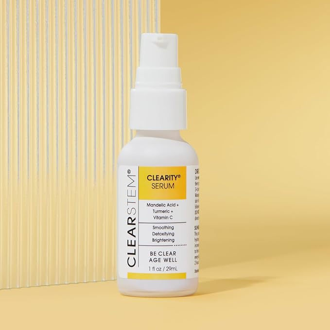 CLEARSTEM - CLEARITY The Blackhead Dissolver Mandelic Acid Serum - Vitamin C, Turmeric, Collagen Boost - All Skin Types - Facial Skin Care Products - Gluten Free, Cruelty Free - 1 fl oz / 29ml