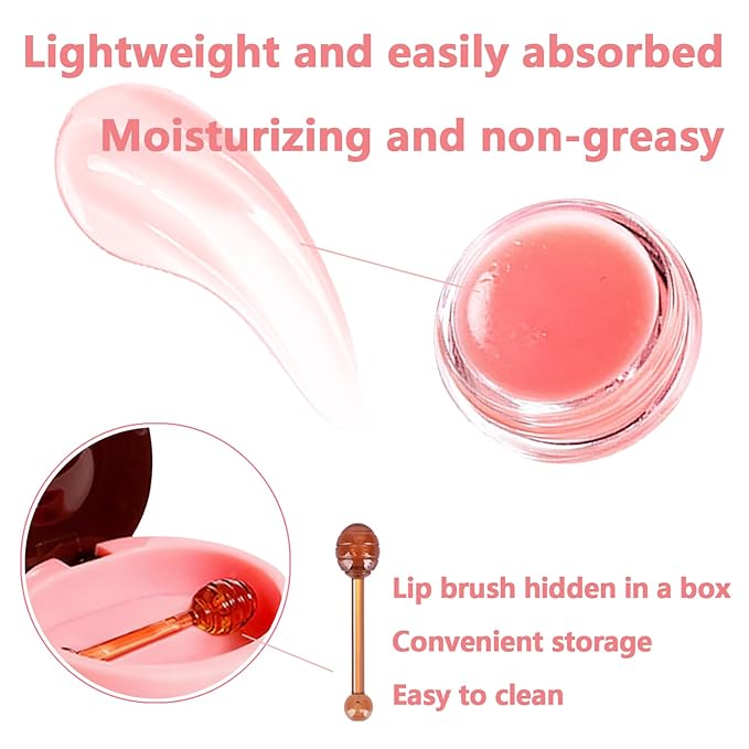 3 Pcs Bee Lip Balm Honey Pot, Coconut Watermelon Apple Lime Lip Mask Overnight, Moisturizing Lip Sleeping Mask, Hydrate Repair Prevent Dry Cracked Lip Exfoliator (Coconut +Watermelon+Apple Lime)