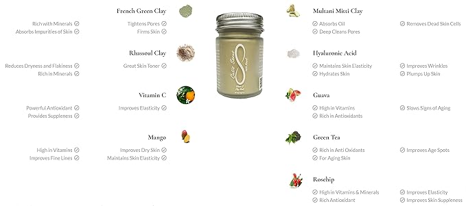 100% Natural Vitamin C Clay Exfoliating Face Mask 120g All Clay & No Water …