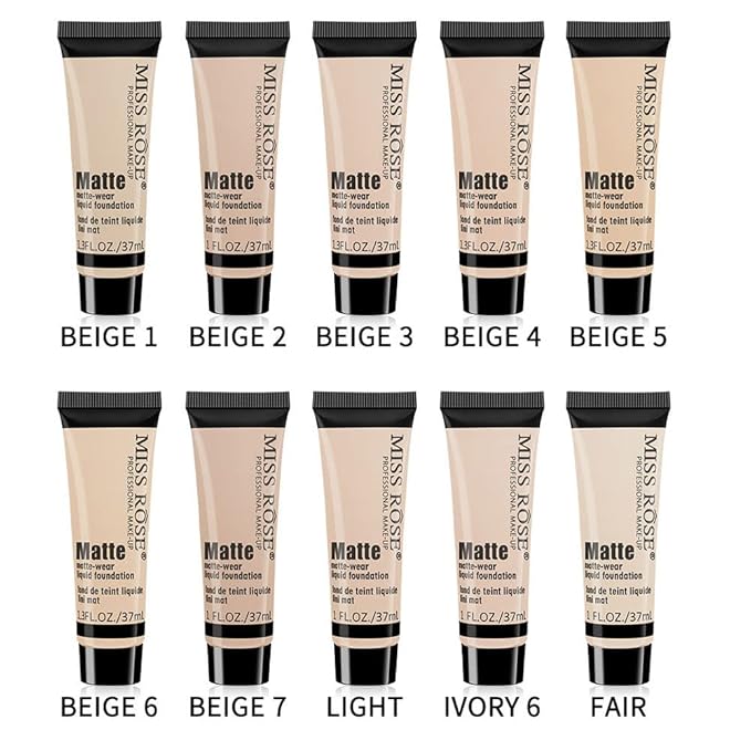 2 Pack Liquid Foundation Cream for Face Makeup,Durable Full Coverage Matte Concealer Make Up,Oil Control & Waterproof Base Primer -1+1 Fl.Oz (BEIGE 7#)
