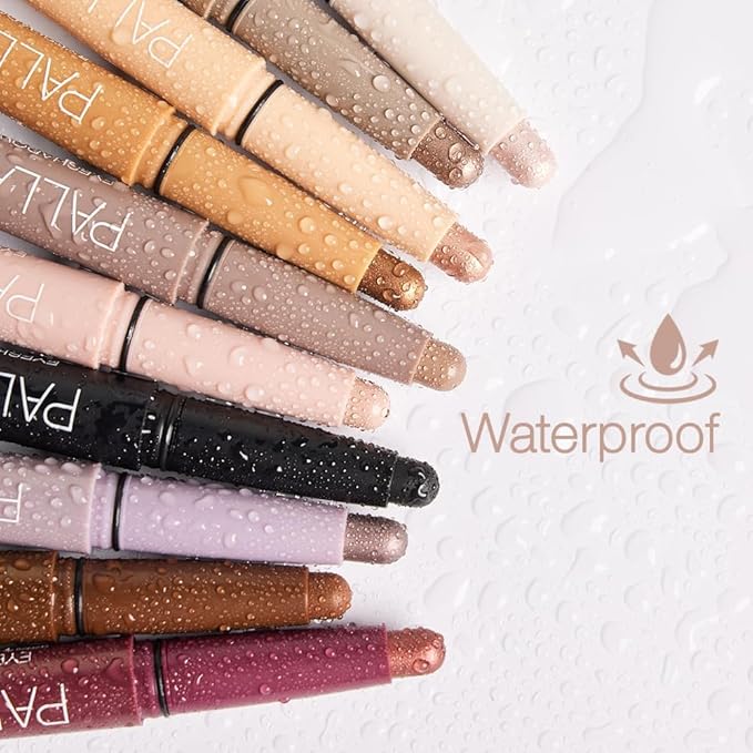 Palladio Waterproof Eyeshadow Stick with Blending Sponge, Long Lasting & Effortless Application, Smudge Free & Crease Proof Formula, Matte & Shimmer Shades, Buildable Eye Shadow (Chocolate Shimmer)