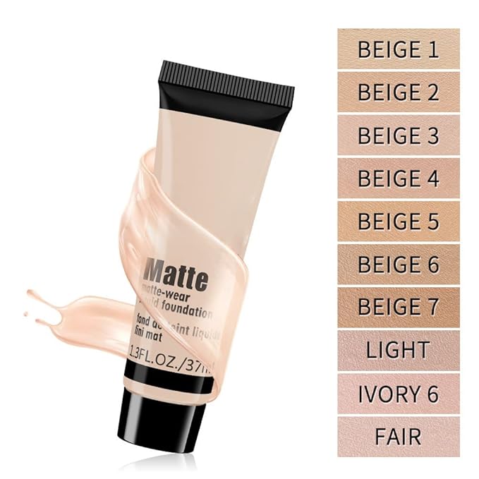 2 Pack Liquid Foundation Cream for Face Makeup,Durable Full Coverage Matte Concealer Make Up,Oil Control & Waterproof Base Primer -1+1 Fl.Oz-BEIGE 6#