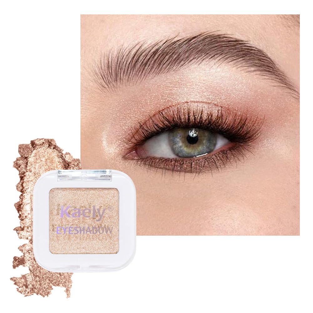 Kaely Pressed Single Eyeshadow Makeup, Light Nude Brown Shimmer Highly Pigmented Monochrome Eye Shadow Palette, Waterproof Neutral Powder Mini Eyeshadow, sombras para ojos, Lightweight Blendable, 20