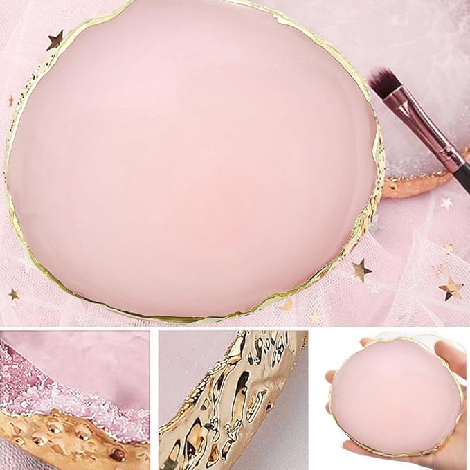 2 Pack Nail Art Palette Makeup Foundation Mixing Palette Holder Golden Edge Professional Cosmetic Nail Art Tools for Women and Girls Nail Polish Liquid Lipstick Concealer