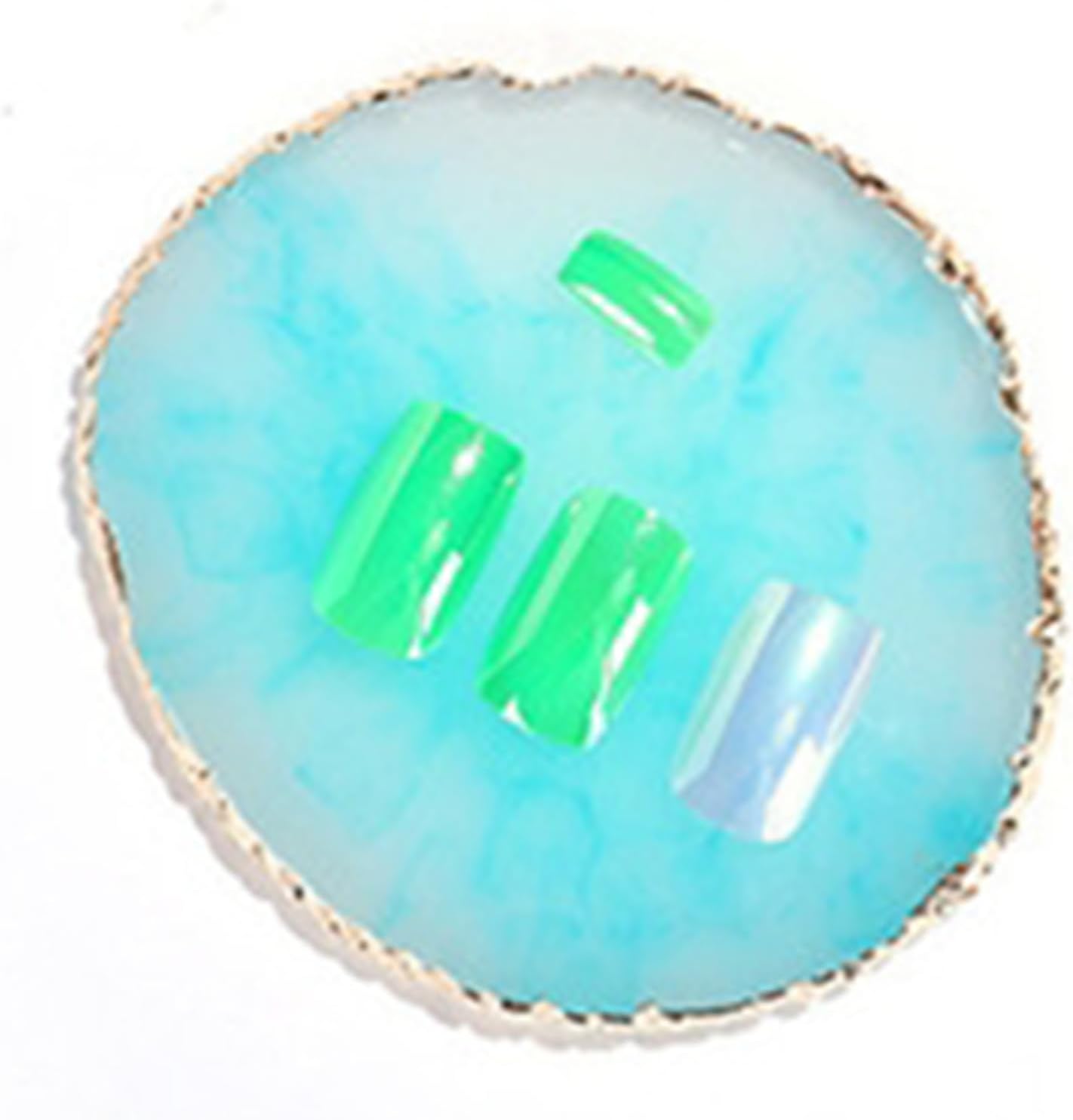 2 Pcs Resin Nail Palette Nail Polish Palette Nail Art Palette with Stainless Stirring Rod (Gray and Green)