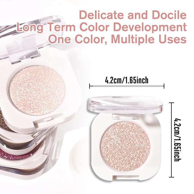 Pear White Single Glitter Eyeshadow Makeup, Neutral Powde Eye Shadow for Women, White Shimmer Singles Eyeshadow Palette Pigmented Waterproof, sombras para ojos, Girls Monochrome Eyeshadows Gift