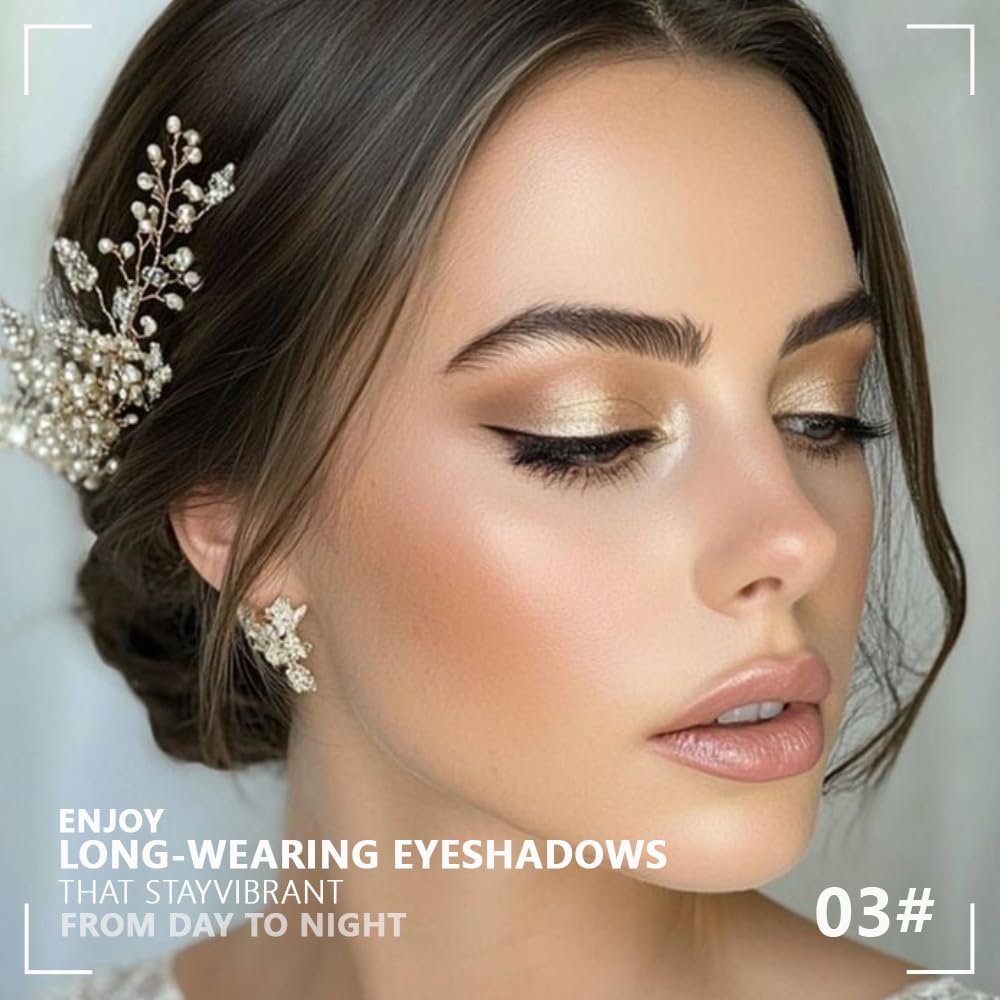 Monochrome Powder Eyeshadow Palette Makeup,Champagne Natural Neutral Single Shimmer Eye Shadow for Older Women,Sparkly Eye Finish,Long Lasting Naturing-Looking