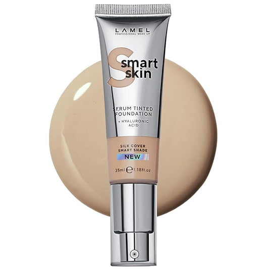 LAMEL Smartskin Serum Tinted Foundation - Hydrating & Nourishing - Hypoallergenic & Skin-Caring - Color Correcting - Anti-Aging Formula with Hyaluronic Acid, 404-1,18 fl.oz