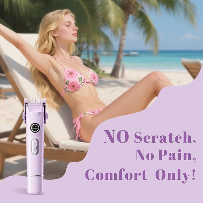 4-in-1 Waterproof Bikini Hair & Body Hair Trimmer - Rechargeable Shaver - IP7-compact for Travel， Cordless Use
