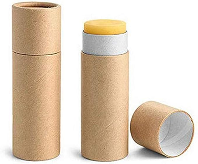 10 Pcs 1oz Cardboard Lip Balm Tubes Kraft Paper Lipstick Tube Empty Lip Gloss Containers Refillable Chapstick Container Round Paper Solid Tube for DIY Cosmetic Samples Lotion Deodorant,Brown