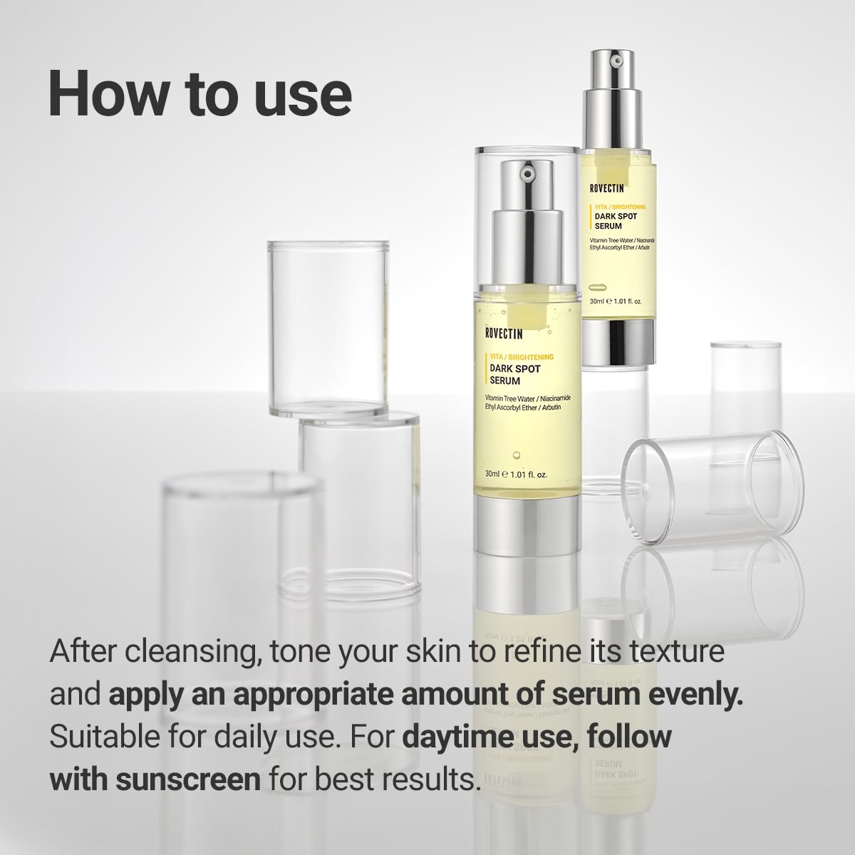 ROVECTIN Vita Dark Spot Serum for Clearing Blemish and Evening Skin Tone | Rich Vitamin C, Brightening, Hydrating For Dry, Sensitive, Normal, Oily Skin | Vegan K-Beauty (1.01 Fl. Oz, 30ml)