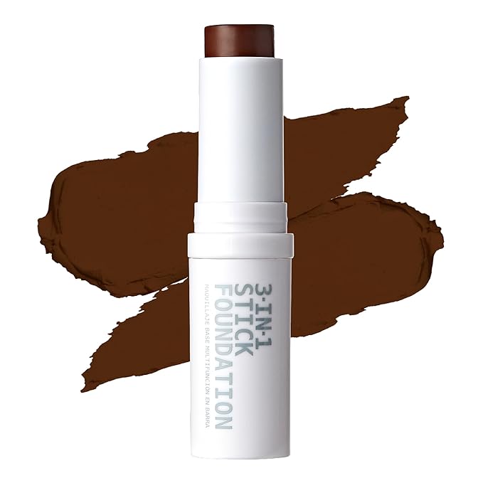 Ruby Kisses Natural Full Coverage 3-In-1 Stick Foundation. Easy to Apply, Hydrating, Lightweight, Long Lasting, Concealer and Contour Stick for Face Makeup (Cognac)