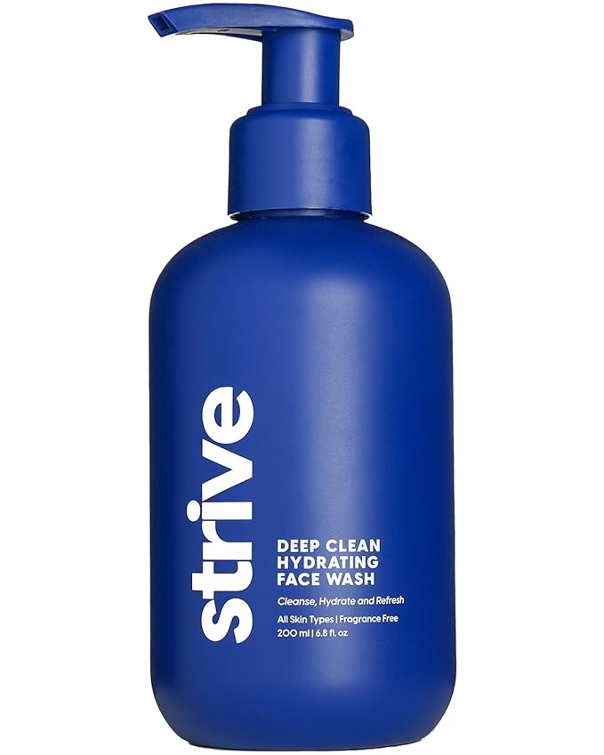 Strive Hydrating Men's Face Wash - Deep Cleans Pores, Exfoliates & Brightens - Refreshing Aloe Vera, Hyaluronic Acid & Niacinamide - Fragrance Free Men's Skincare - 200ml