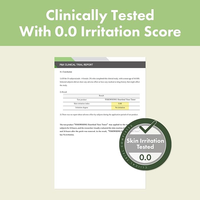 Heartleaf Face Toner with 970,200ppm Heartleaf Water, Centella, Hyaluronic Acid, Witch Hazel, Trouble Care, Acne-Prone, Calming, Hydrating, Purifying, Korean Skin Care, 250ml, 8.45 fl.oz.