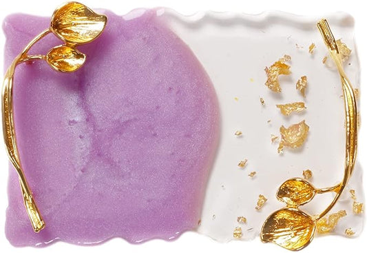 2023 Retro Nail Art Palette, Nail Painting Mixed Color Palette with Leaves Handle, Nail Holder Gel Color Makeup Display Board Pallet (Purple)