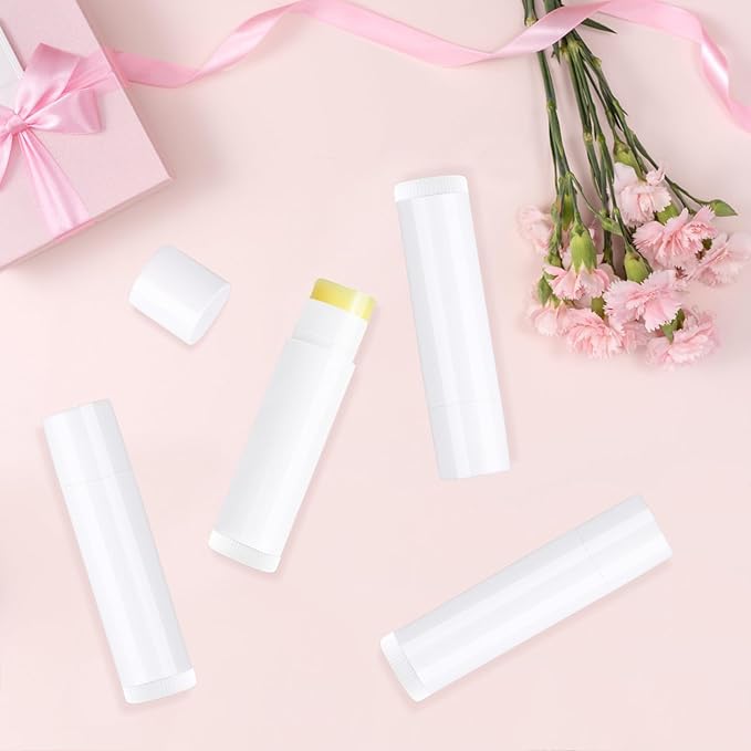 100 Pcs 5.5ml Bulk Empty Lip Balm Tubes Refillable Plastic Lip Gloss Container Travel Lipstick Tubes Chapstick Tubes Holder For DIY Homemade Lip Balm (white)