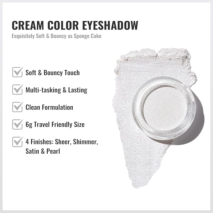 Oulac Cream Eyeshadow also for Highlighter Large Capacity Highly Pigmented Eye Shadow Waterproof &Long Lasting with Moisturizing Formula, Shimmer Glitter Eye Makeup. 6g 01+02