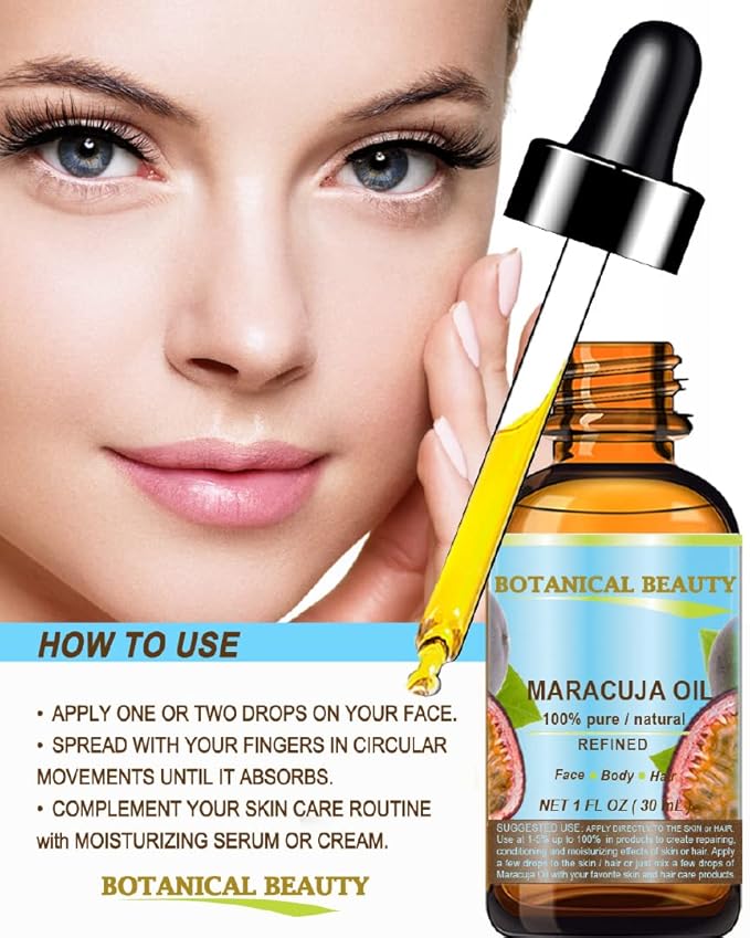 MARACUJA OIL 100% Pure Natural Cold Pressed Undiluted for Face, Skin, Hair, Body, Lip, Nails 0.5 Fl.oz.- 15 ml Rich in Vitamin C