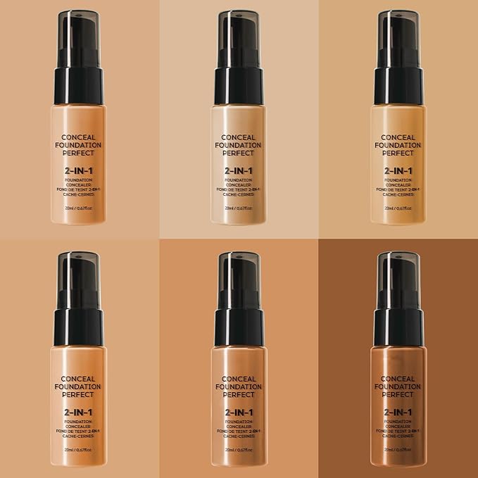 6 Colors Liquid Foundation Long-Lasting,Poreless Liquid Oil Concealer Foundation For All Skin Type,Waterproof & Sweat-Proof,Easy To Push Away,Flawless Finish Foundation,Balanced Skin Color