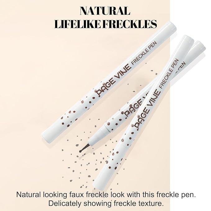 2 Pack Freckle Pen,Liquid Face Fake Freckles Makeup Pen to Create Natural Freckle Makeup and Freck beauty,Fake Freckles Waterproof for Lifelike Sunkissed Makeup,Mole Pen(02Medium+04Espresso)
