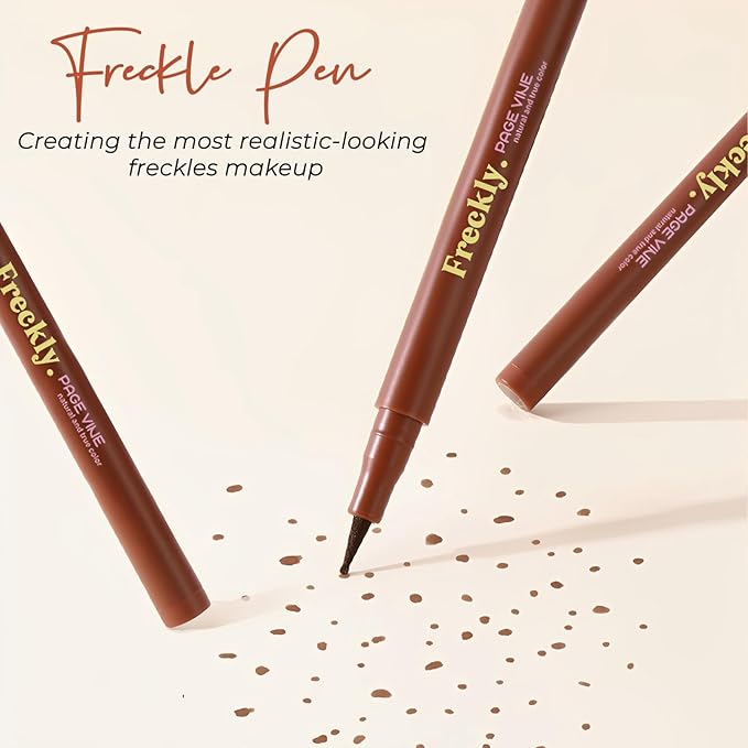 Freckle Pen, Natural Lifelike Fake Freckles Makeup Pen Stamp for Sunkissed Makeup,Magic Faux Freckle Stain Marker Long Lasting Quick Dry - (01LIGHT+02MEDIUM)