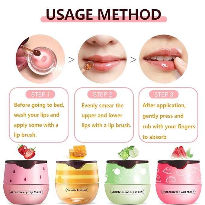 2 Pcs Strawberry & Honey Lip Balm, Lip Mask with Stick, Moisturizing Lip Sleeping Mask Day & Night Lip Care - Hydrate Repair Prevent Dry Cracked Exfoliate (Honey+Strawberry)