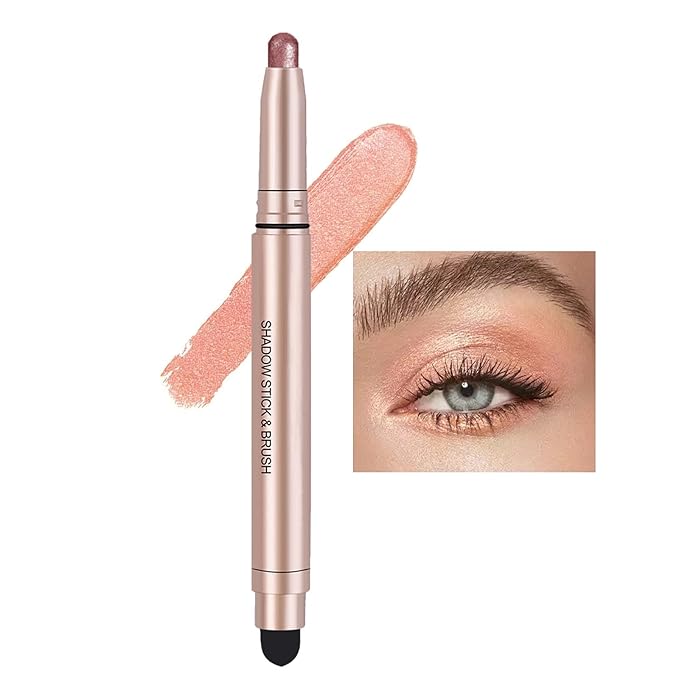 Eyeshadow Stick Rose Gold, Cream Shimmer Eyeshadow Pencil Makeup, High Pigment Long Lasting Waterproof Eye Shadow Pen, Hypoallergenic Eye Highlighter Stick Create Multi-Dimensional Eyes Look 05#