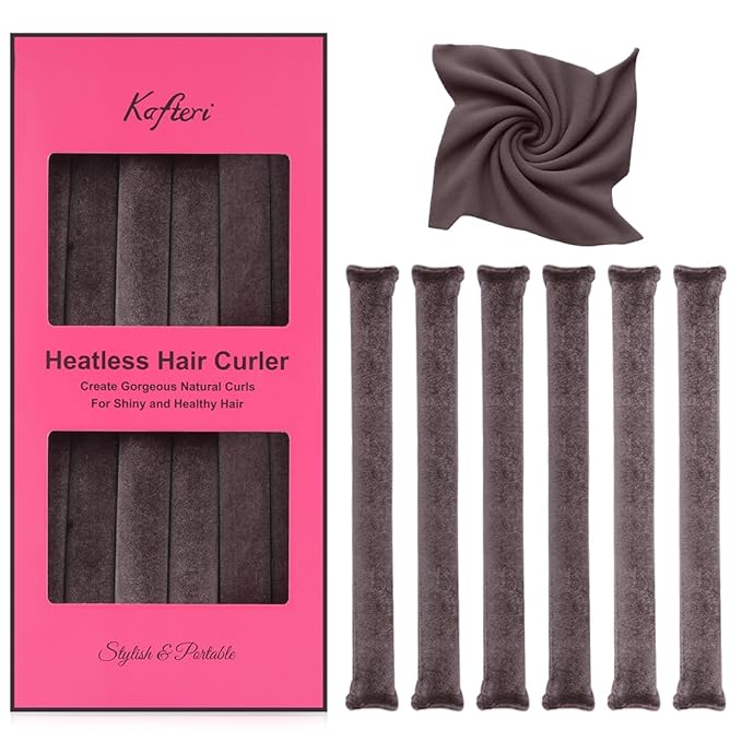 6-Pack Heatless Hair Curlers for Overnight Curls – Soft Flexi Rods for No Heat Styling, Comfortable Hair Rollers to Sleep In for Women, Heatless Curling Rod Set for Natural Waves