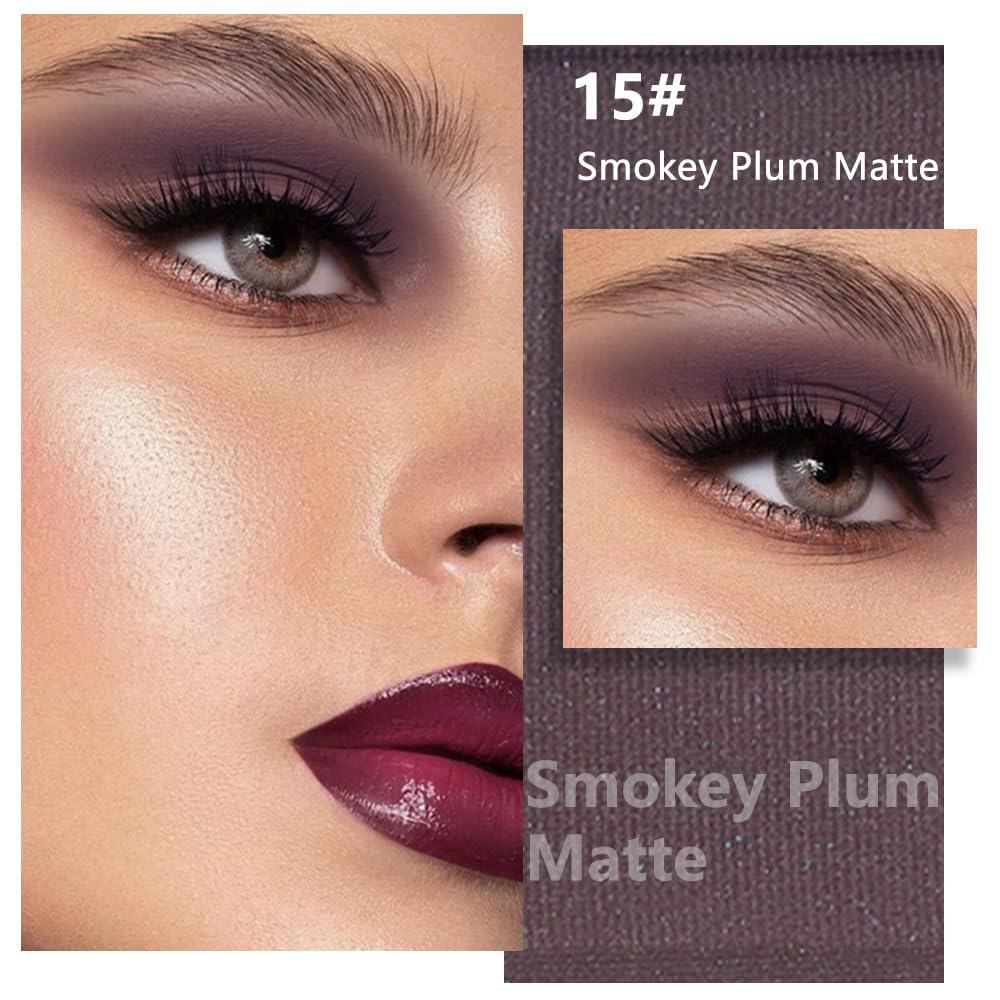 Buildable Matte Eyeshadow Makeup Palette Single - Smokey Plum Shades | Creamy Pressed Powder for Easy Blending | Mini Travel Palette for Women | Everyday Natural Eye Makeup