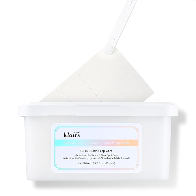 DearKlairs Freshly Juiced Vitamin Toner Pads, TikTakTok Easy Pick & Stick, Makeup Prep, Liposomal Glutathione, Easy-split, Glow, Glass Skin, Exfoliation, 80 pads