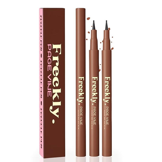 Freckle Pen, Natural Lifelike Fake Freckles Makeup Pen Stamp for Sunkissed Makeup,Magic Faux Freckle Stain Marker Long Lasting Quick Dry - (03DARK+04ESPRESSO)